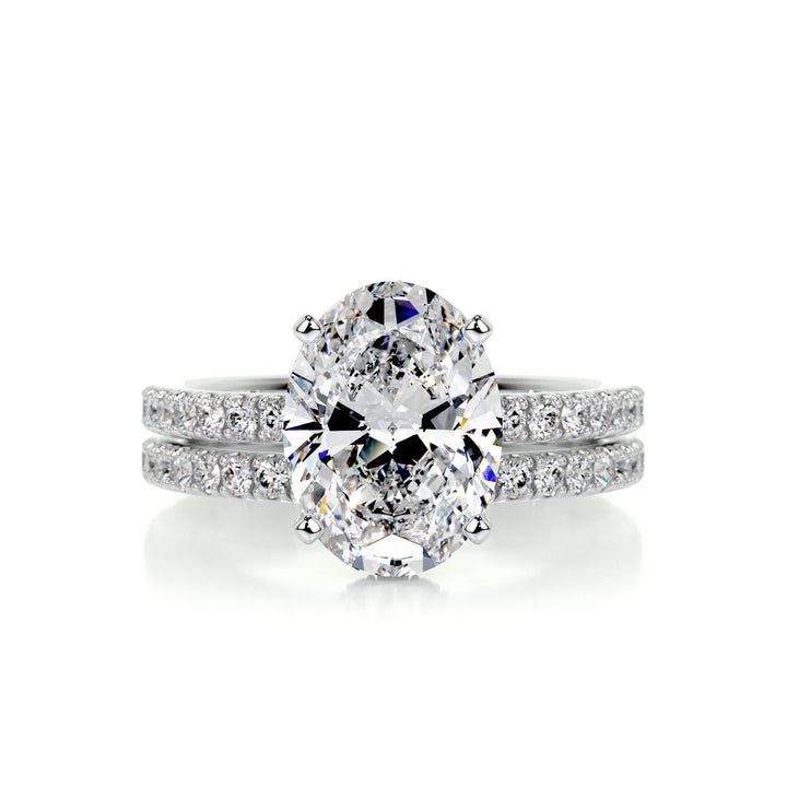 Oval Hidden Halo Pavé Lab Diamond Bridal Set