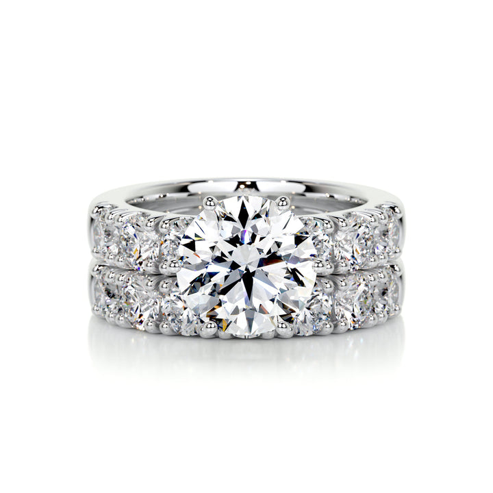 Round Solitaire Pavé Lab Diamond Bridal Set