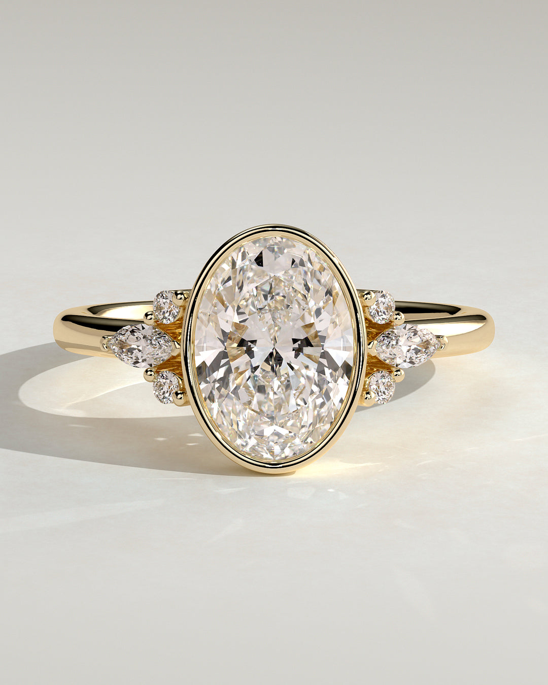 oval cluster engagement ring lab grown diamond