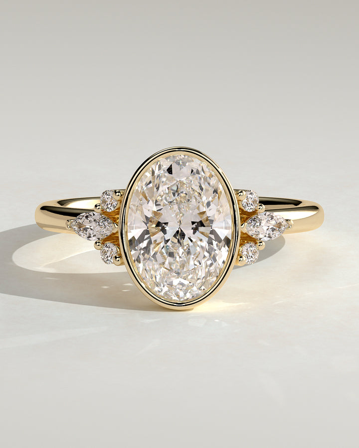 oval cluster engagement ring lab grown diamond