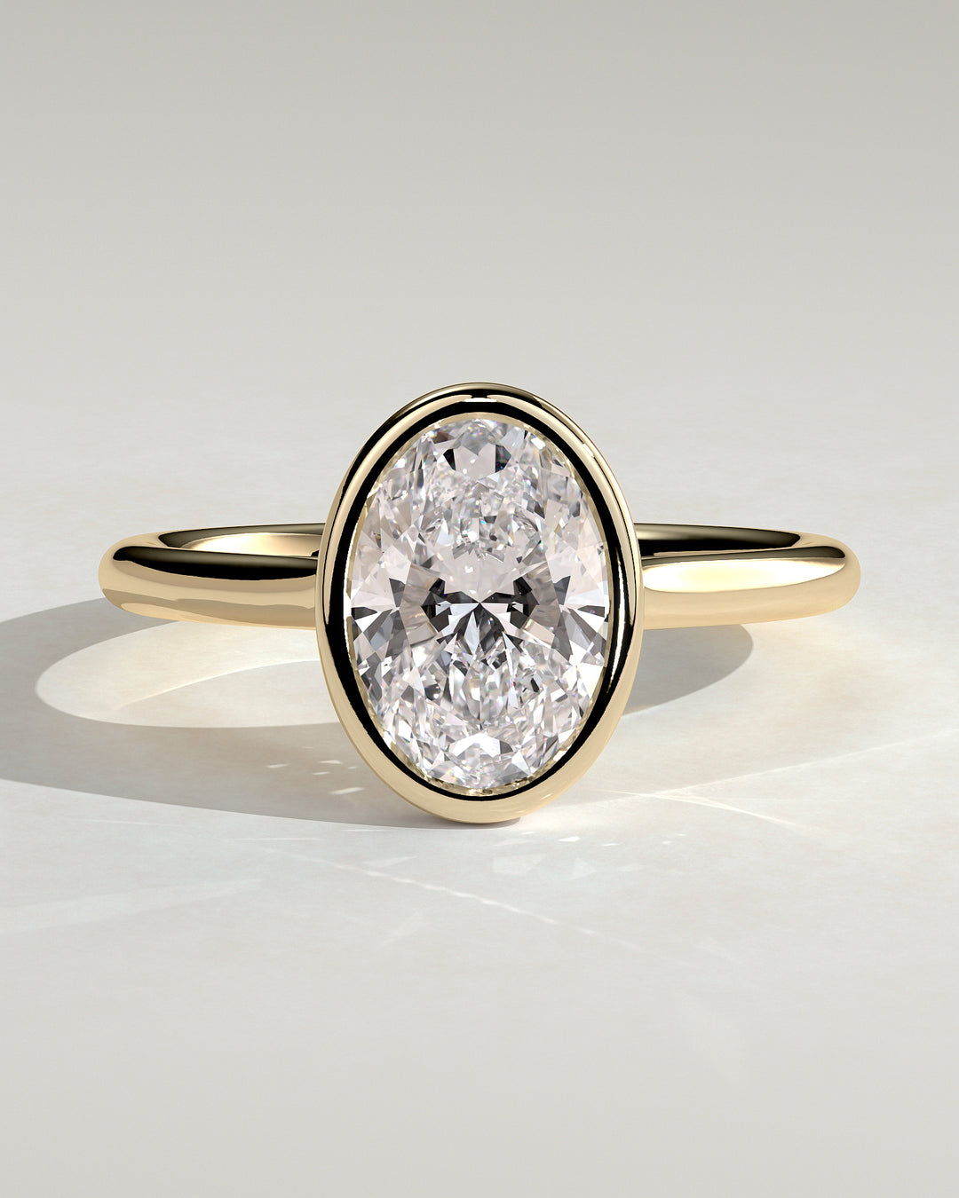 3.0ct Oval Bezel Solitaire Cathedral High Setting Engagement Ring