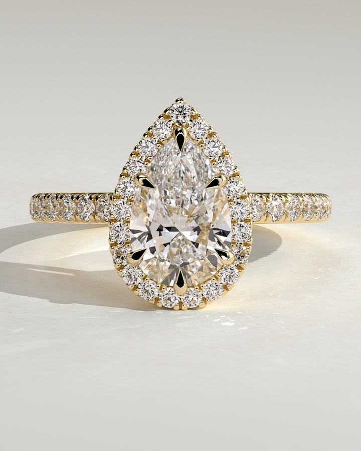 pear halo engagement ring