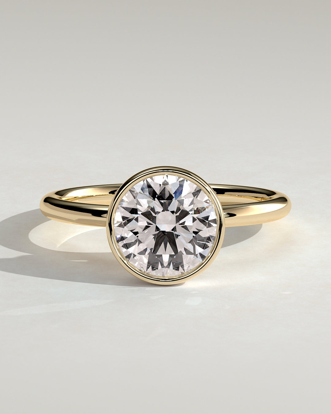 3.0ct Round Bezel Set E/VS2 Solitaire Petal Gallery Engagement Ring
