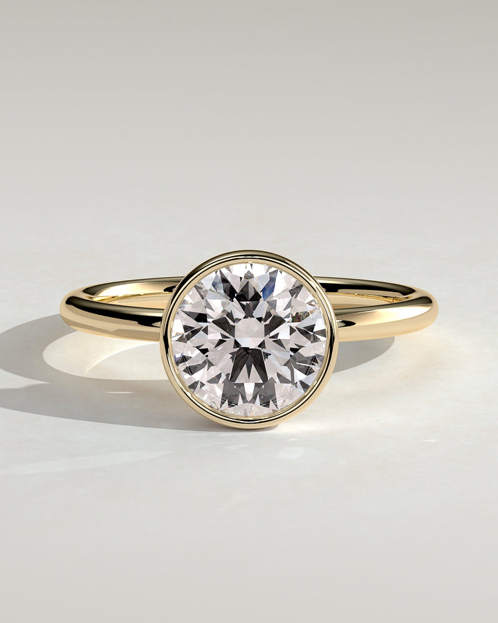 3.0ct Round Bezel Set E/VS2 Solitaire Petal Gallery Engagement Ring