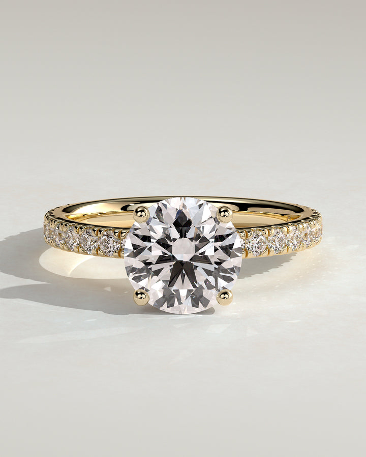 3.0ct Round Hidden Halo IGI Certified Diamond Pave Engagement Ring
