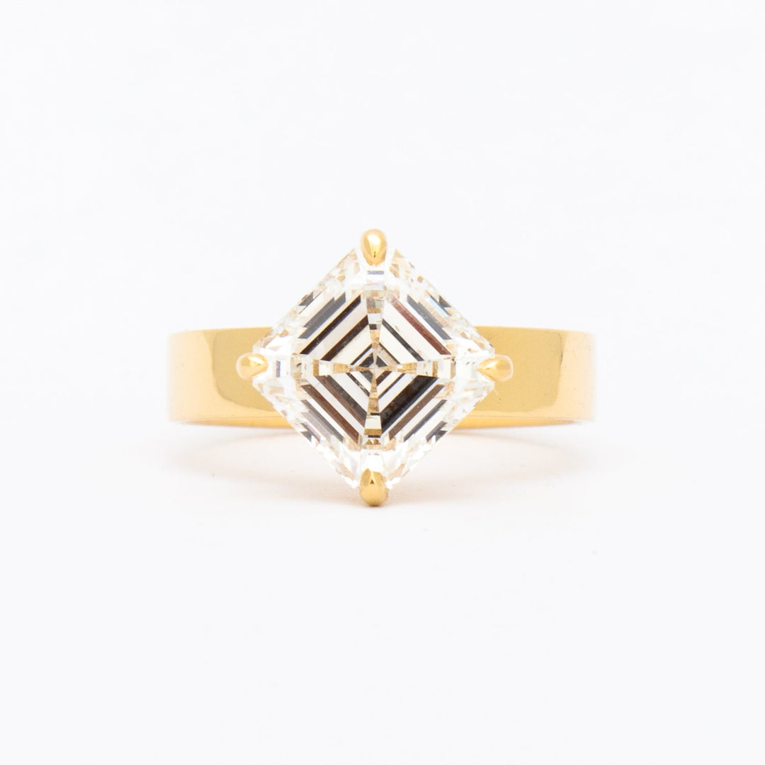 asscher cut lab grown diamond cigar band solitaire engagement ring 3.5 carat USA