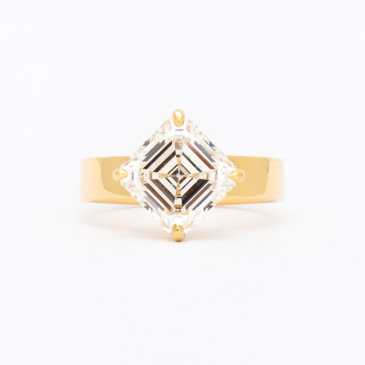 asscher cut lab grown diamond cigar band solitaire engagement ring 3.5 carat USA