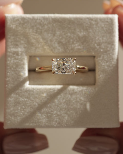 2.0ct Radiant East West F/VS1 CVD Diamond Hidden Halo Engagement Ring