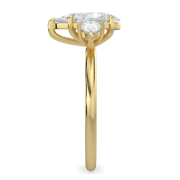 2.0CT Pear Cut E/VS1 Lab Grown Diamond Three Stone Engagement Rings