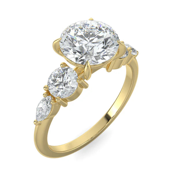 2.0CT Round Cut E/VS1 Lab Grown Diamond Five Stone Engagement Ring