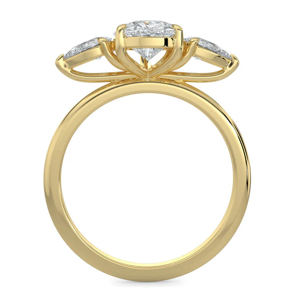 2.0CT Pear Cut E/VS1 Lab Grown Diamond Three Stone Engagement Rings