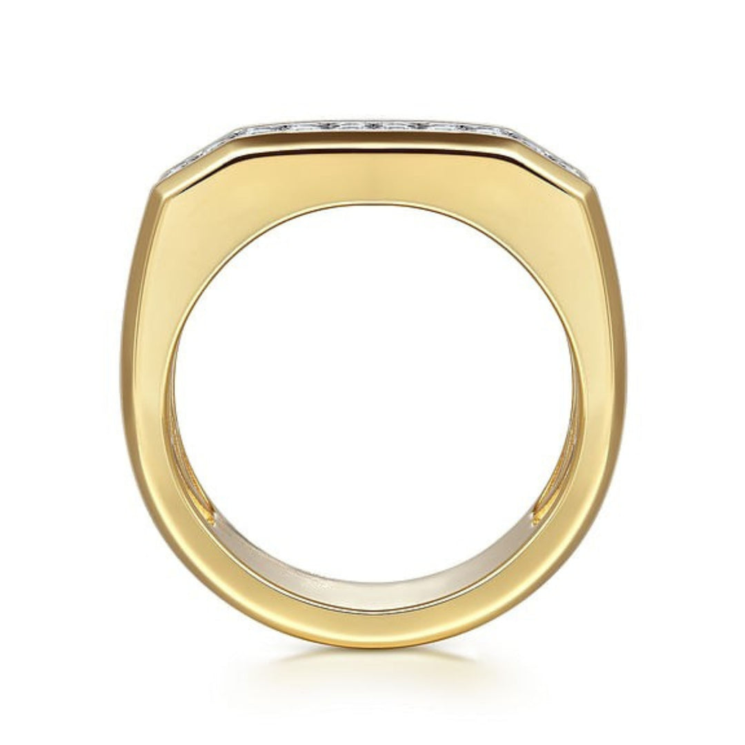 14K Yellow Gold Round Lab Grown Diamond Channel Pave Men's Wedding Ring