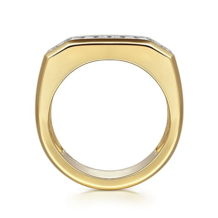 14K Yellow Gold Round Lab Grown Diamond Channel Pave Men's Wedding Ring