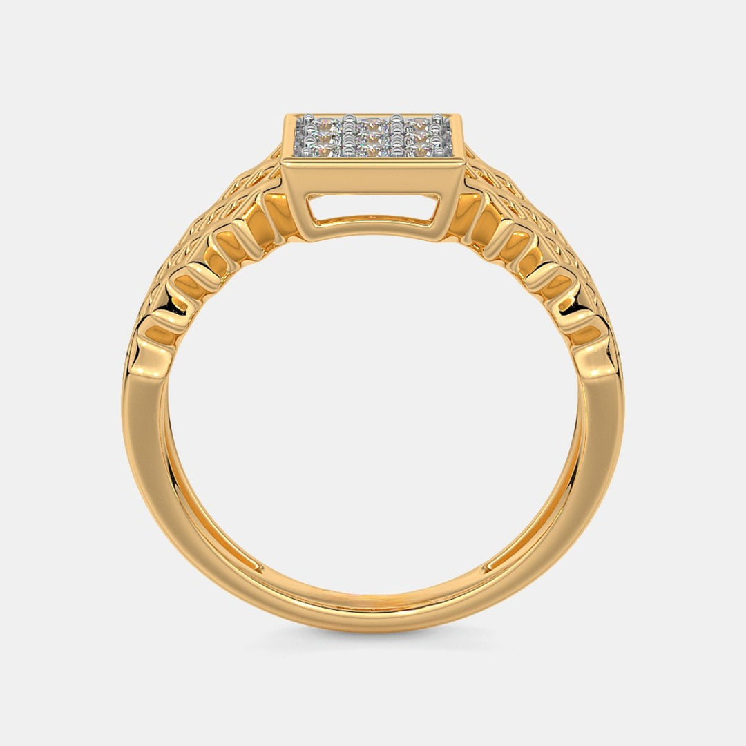 14K Yellow Gold Round Lab Grown Diamond Men's Wedding Ring