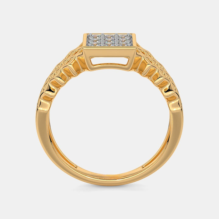 14K Yellow Gold Round Lab Grown Diamond Men's Wedding Ring