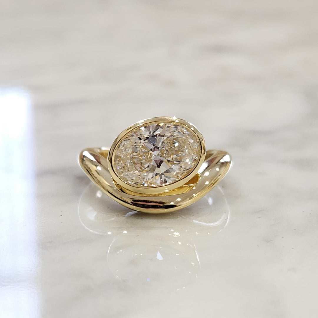 East West Oval Diamond Ring
