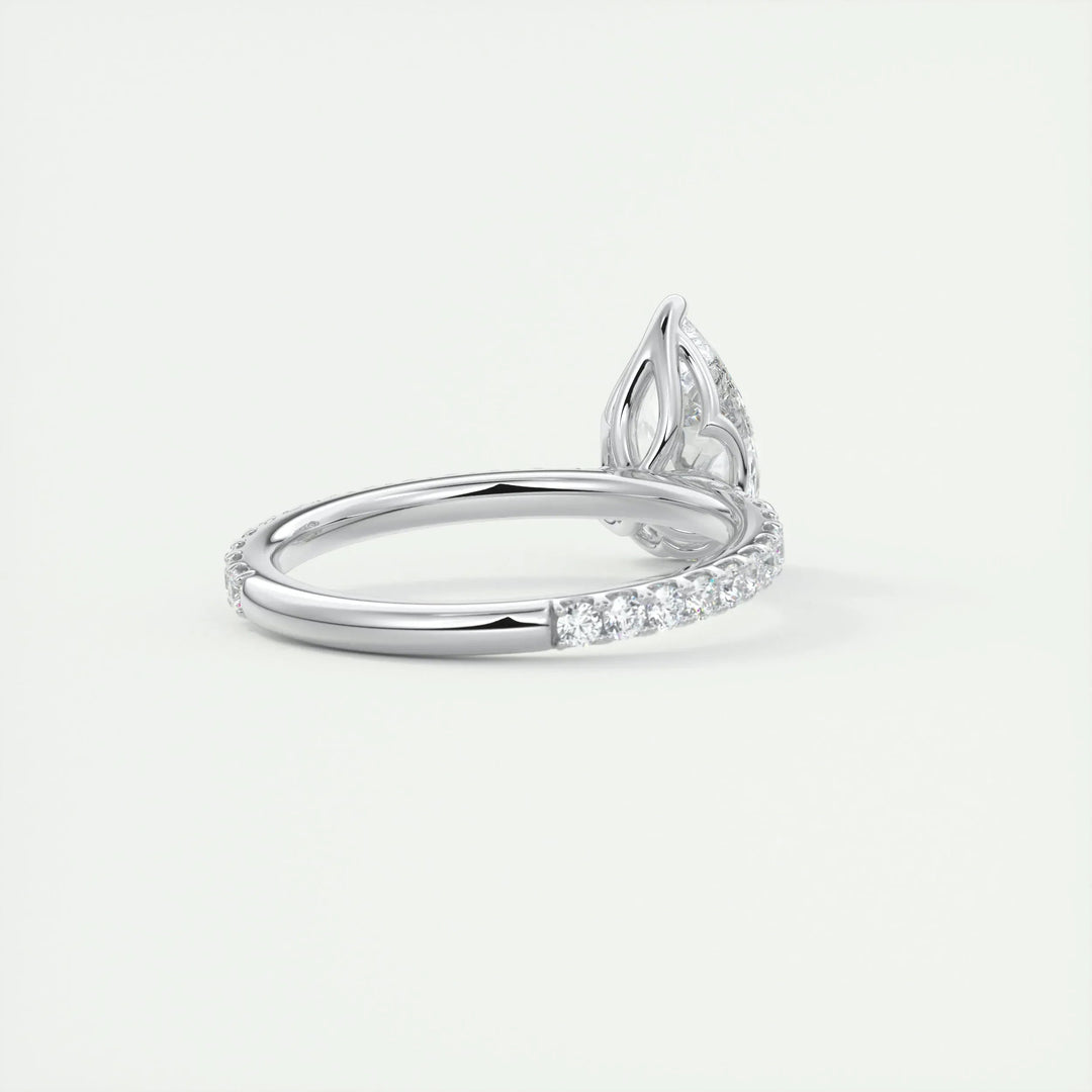 2ct Pear F- VS1 Diamond Pave Engagement Ring