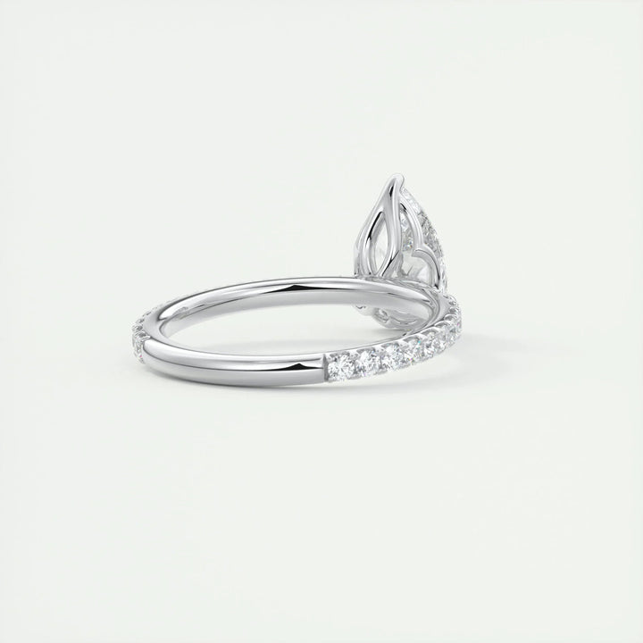 2ct Pear F- VS1 Diamond Pave Engagement Ring