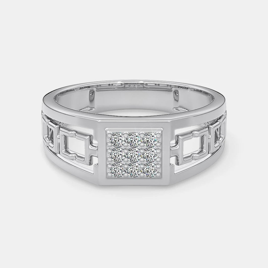 White Gold Round Lab Grown Diamond Men's Ring