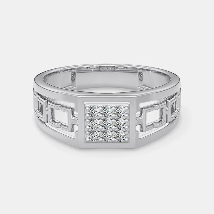 White Gold Round Lab Grown Diamond Men's Ring