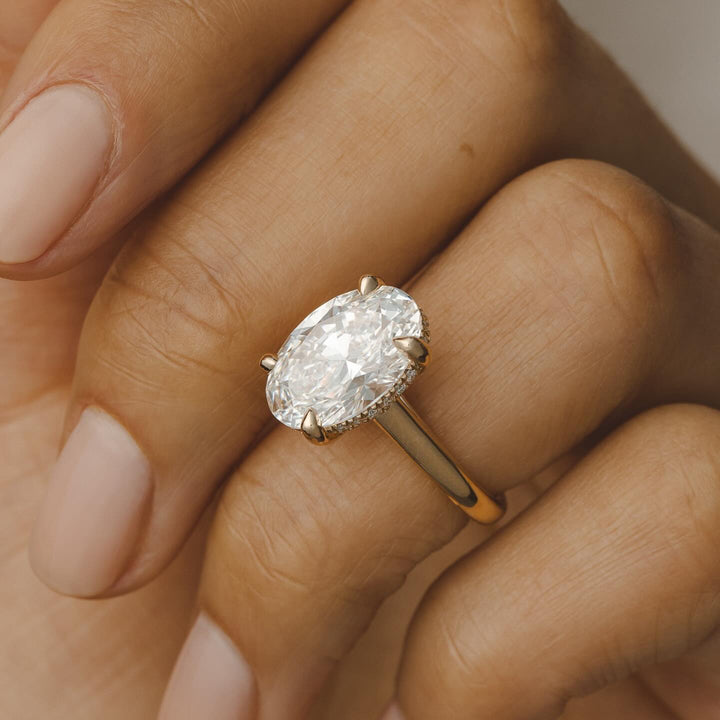 2.5ct Oval Hidden Halo Lab Grown Diamond Solitaire Engagement Ring