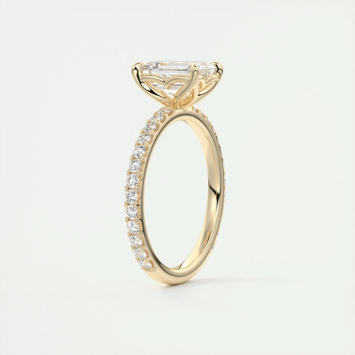 1.75ct Emerald F- VS1 Diamond Pave Engagement Ring