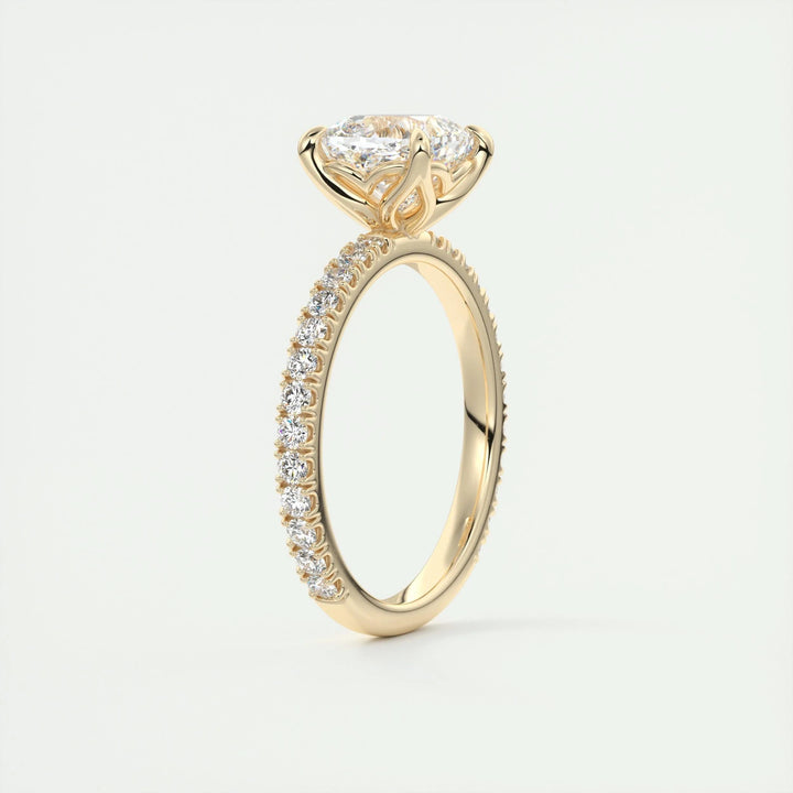 2ct Cushion F- VS1 Diamond Pave Engagement Ring