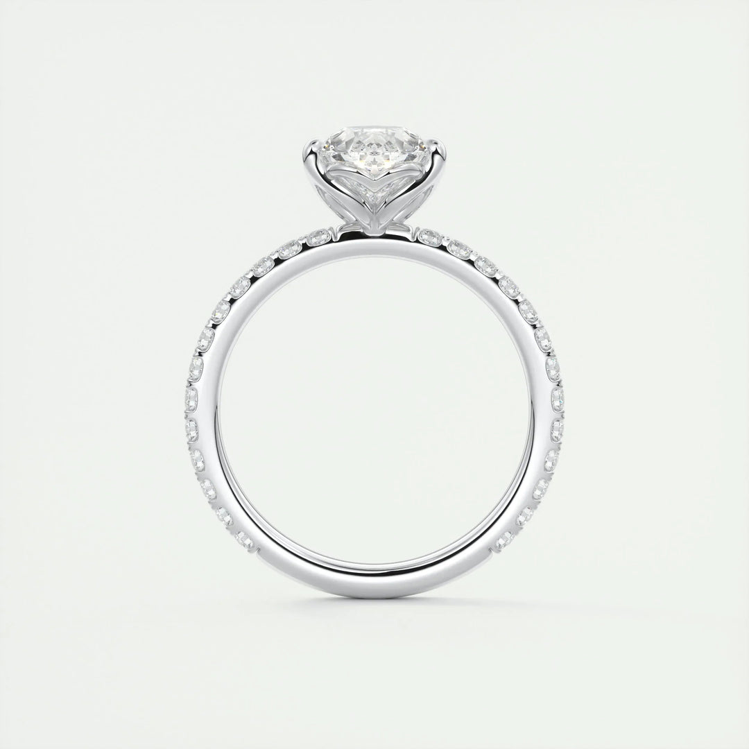 2ct Pear F- VS1 Diamond Pave Engagement Ring