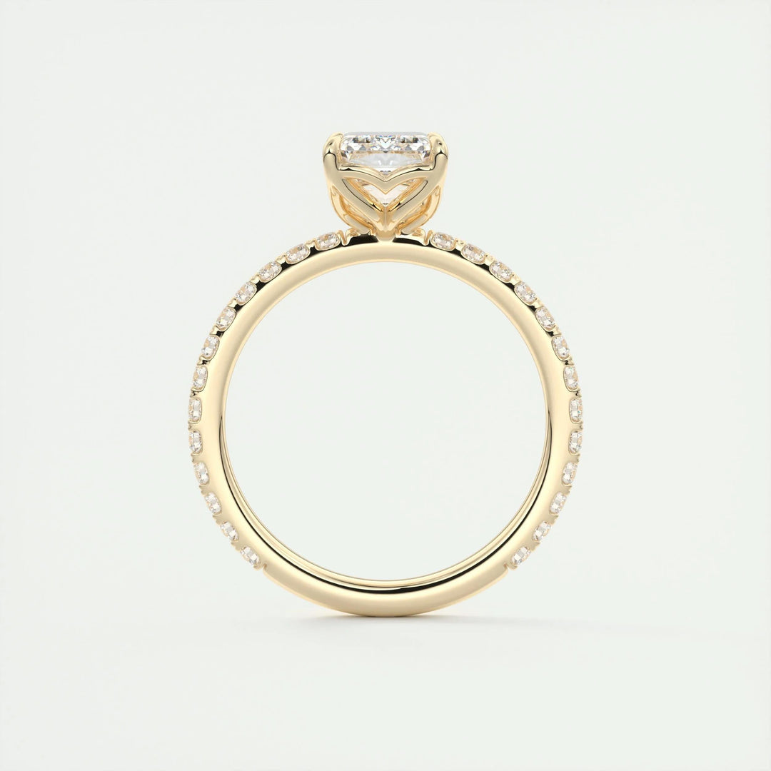 1.75ct Emerald F- VS1 Diamond Pave Engagement Ring