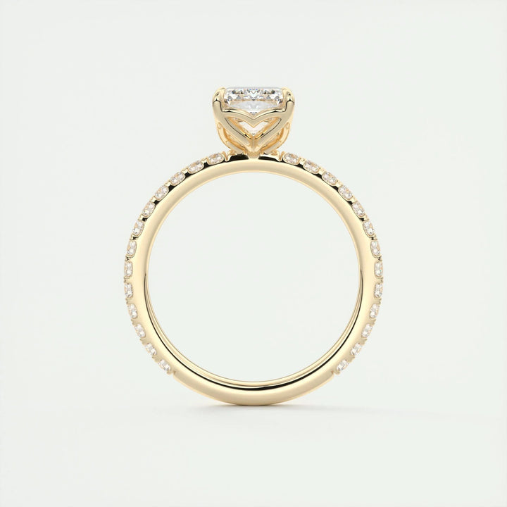 1.75ct Emerald F- VS1 Diamond Pave Engagement Ring