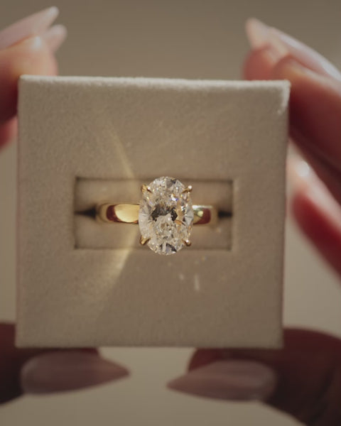 3.0ct Oval F/VS1 Lab grown Diamond Hidden Halo Solitaire Engagement Ring