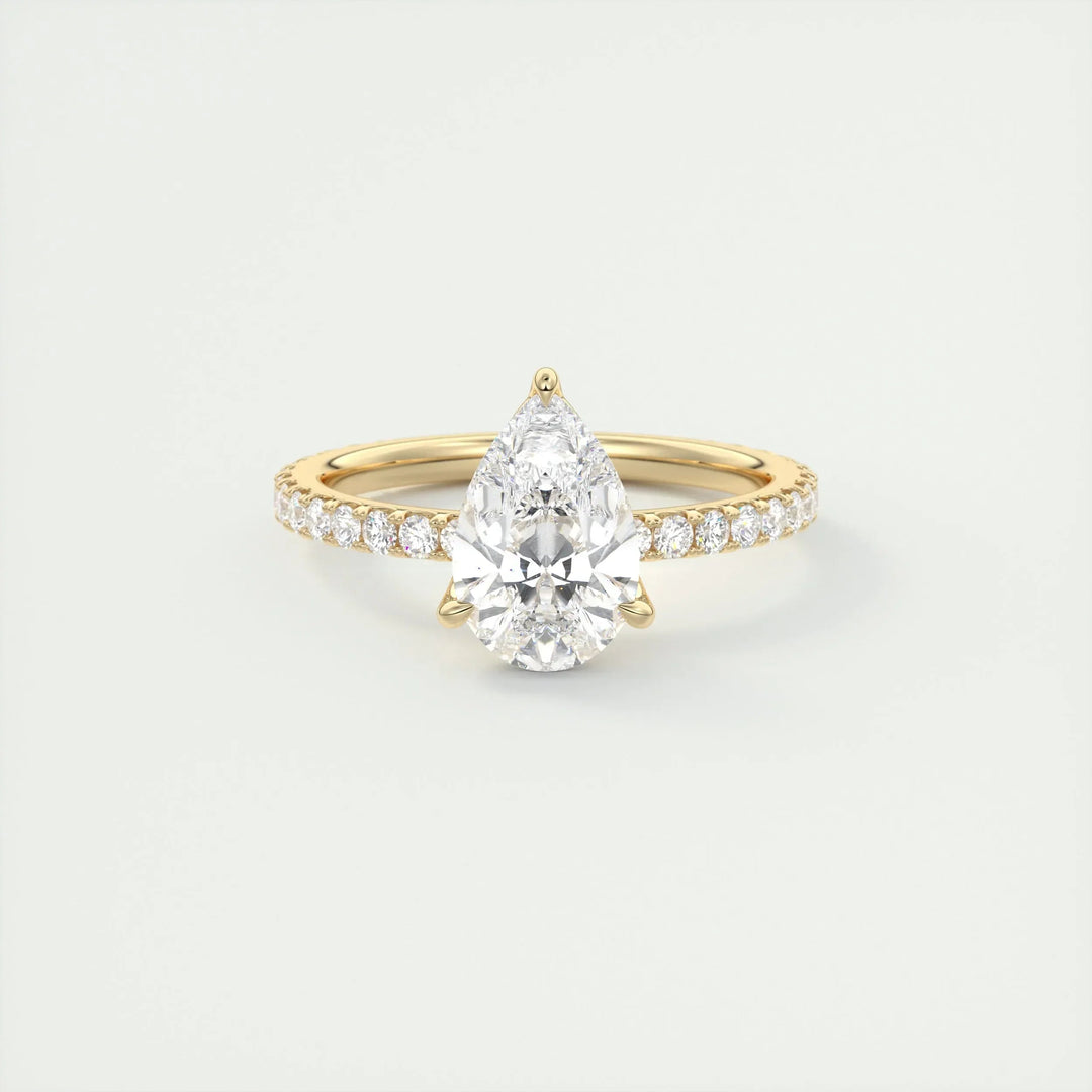 2ct Pear F- VS1 Diamond Pave Engagement Ring