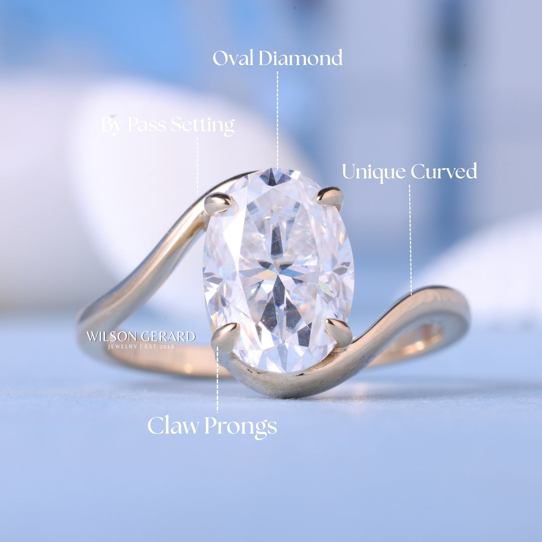 1.50CT Oval E/VS1 Lab Grown Diamond Tension Style Timeless Engagement Rings