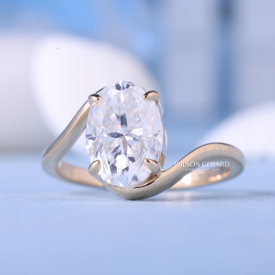 1.50CT Oval E/VS1 Lab Grown Diamond Tension Style Timeless Engagement Rings