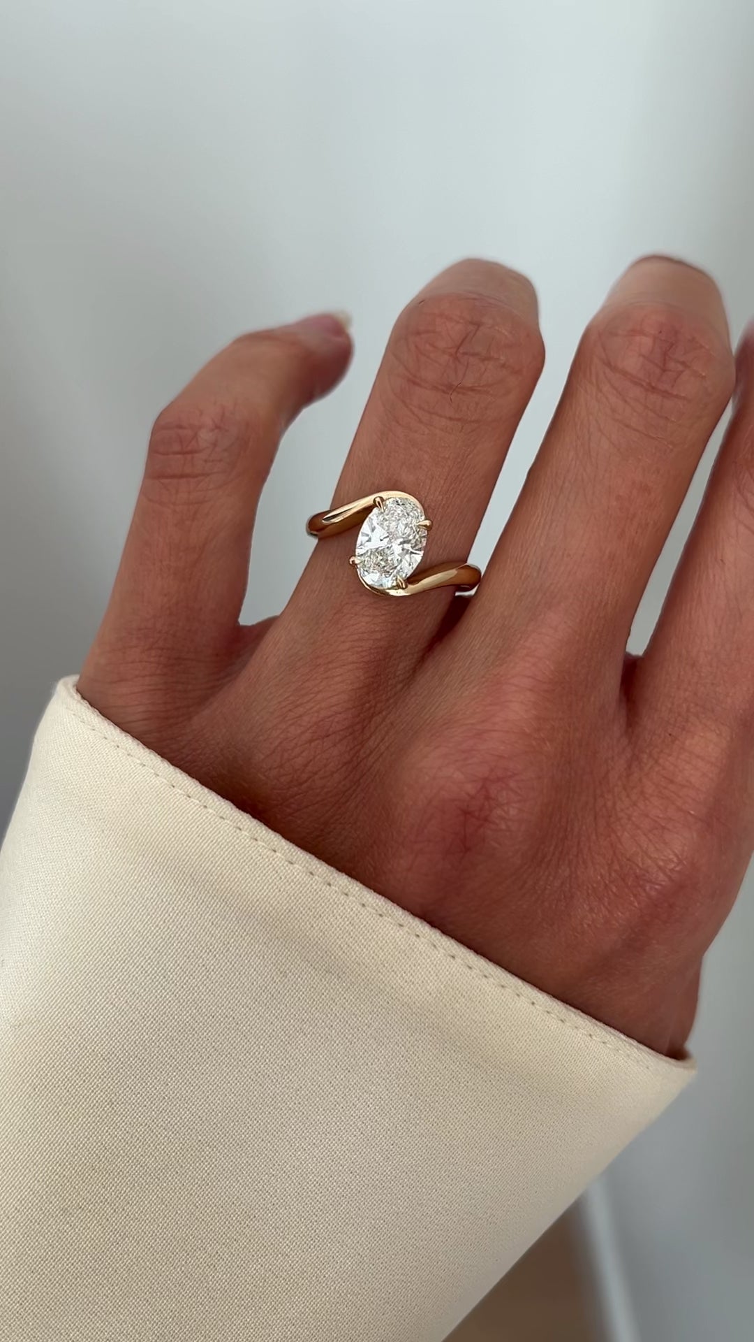 1.50CT-2.50CT Oval Cut Lab Grown Diamond Bypass Engagement Ring