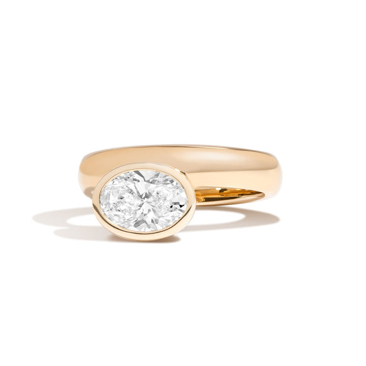 2.50ct Oval Cut Bezel Diamond Unique Engagement Ring