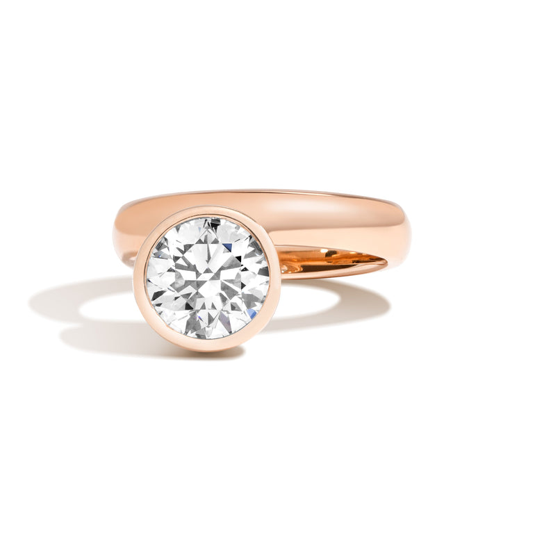 2.50ct Round Cut Bezel Diamond Unique Engagement Ring