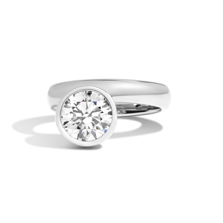 2.50ct Round Cut Bezel Diamond Unique Engagement Ring