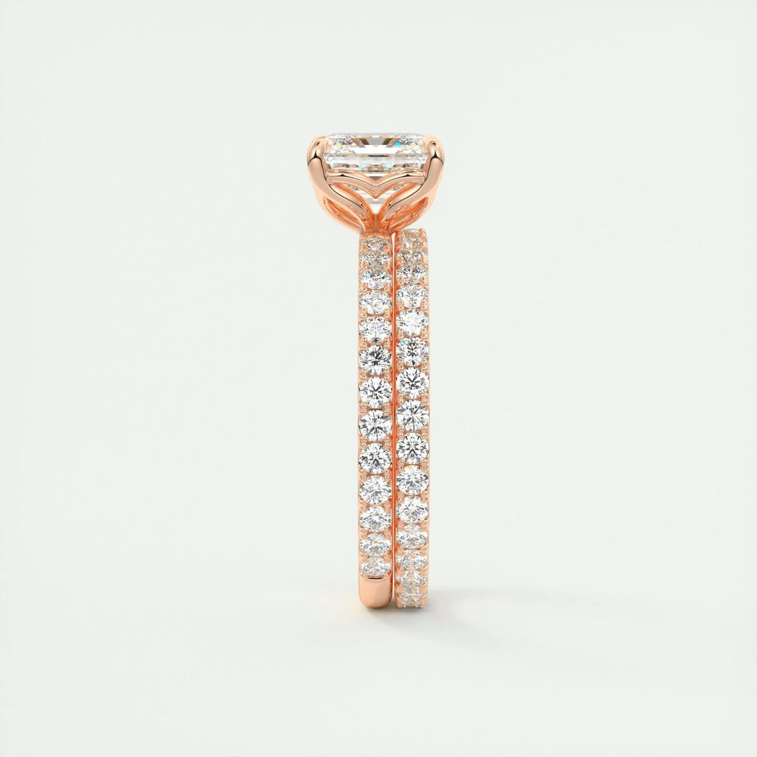 asscher bridal ring with pavé setting USA