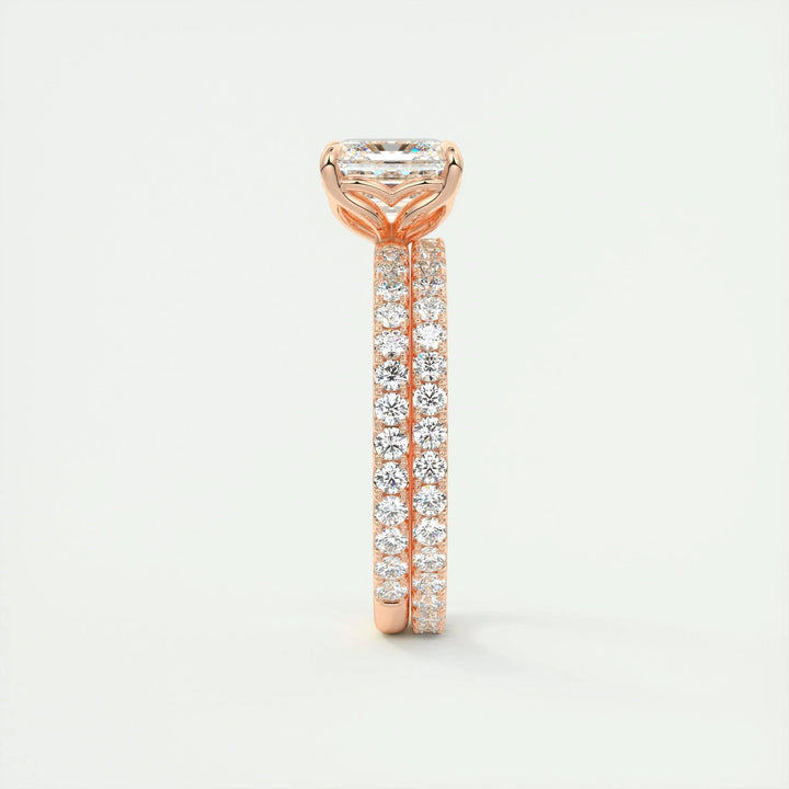 asscher bridal ring with pavé setting USA