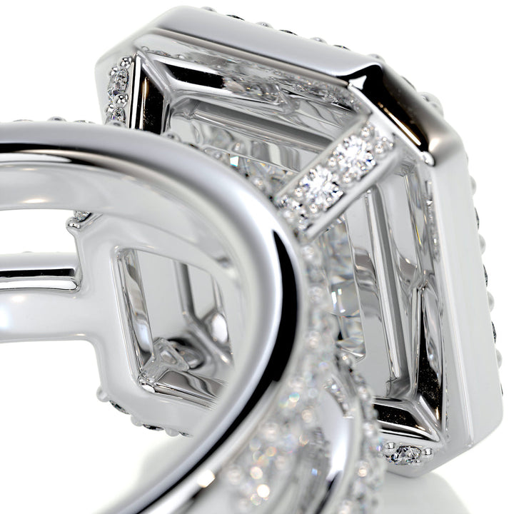 Asscher Halo Engagement Ring Set