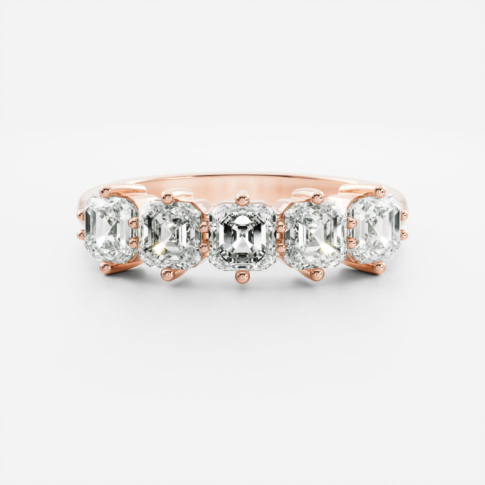 Asscher Cut Lab Diamond Wedding Band
