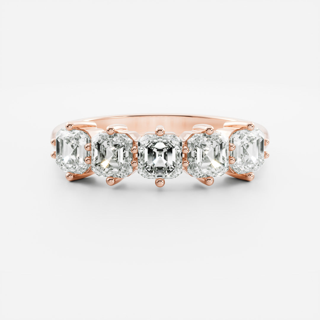 Asscher Cut Lab Diamond Wedding Band