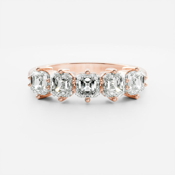 Asscher Cut Lab Diamond Wedding Band