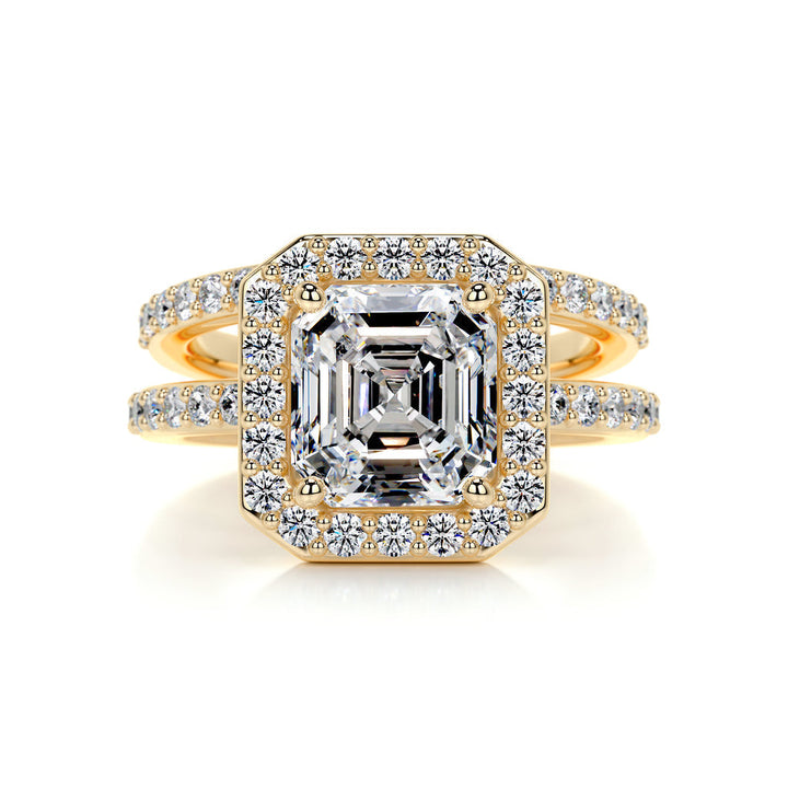 Asscher Diamond Ring With Wedding Band