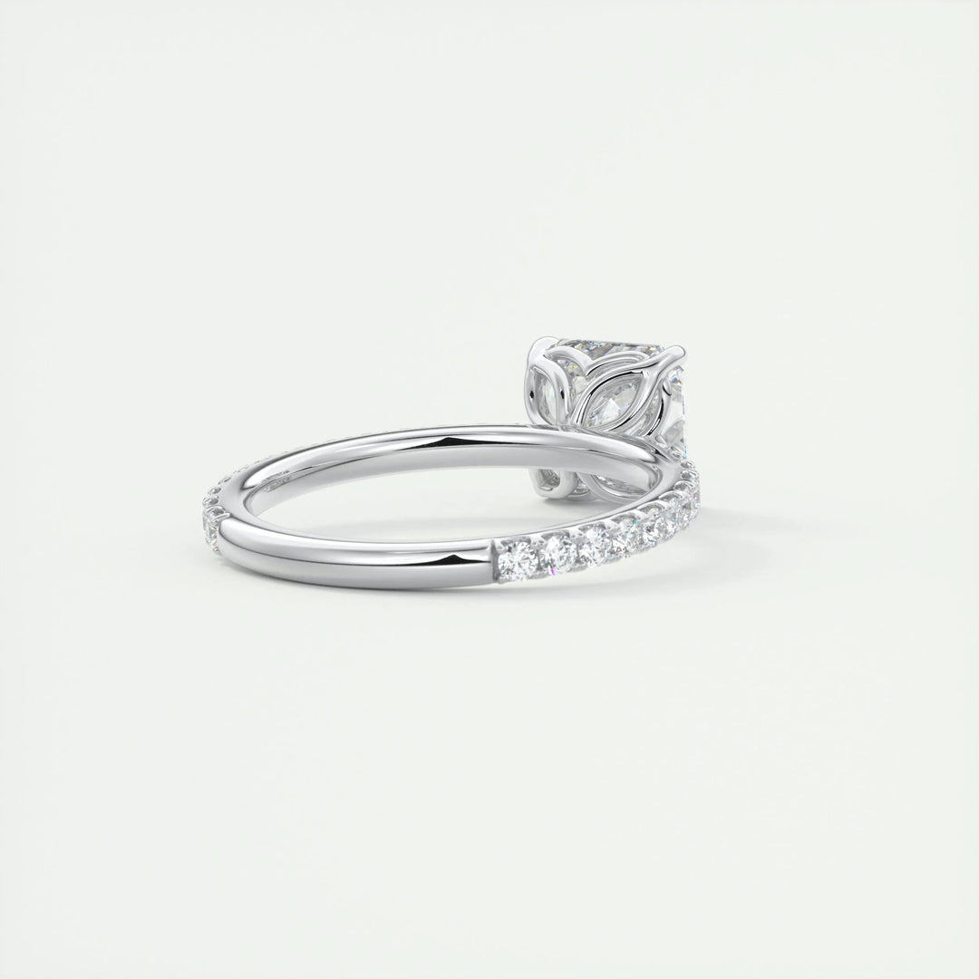 luxury asscher engagement ring with pavé band USA