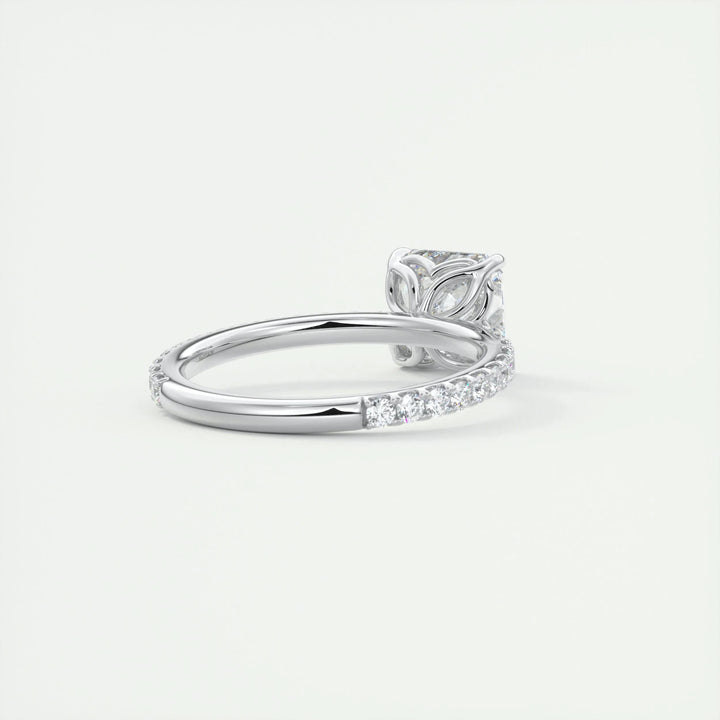 luxury asscher engagement ring with pavé band USA