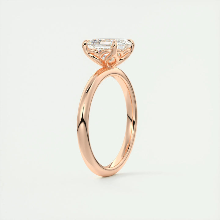 2ct Asscher F- VS1 Diamond Solitaire Engagement Ring