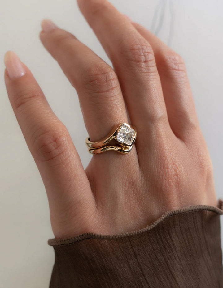 Asscher cut lab grown diamond ring