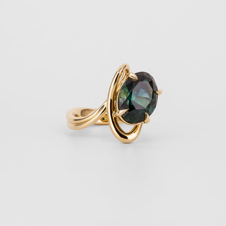 Teal Sapphire Engagement Ring for Women